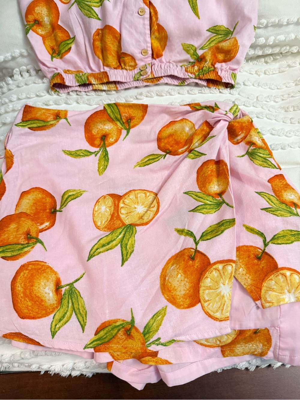 Zara Pink Orange Print Crop Top & Skirt Set - Picture 3 of 7